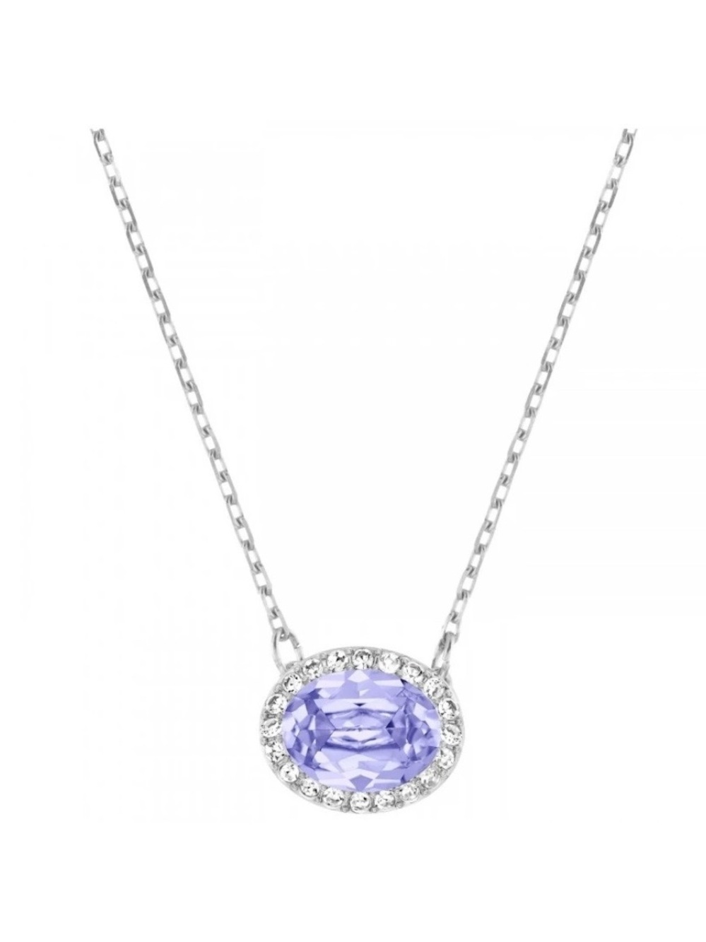 Swarovski Silver Necklace with Lavender Oval Crystal Pendant